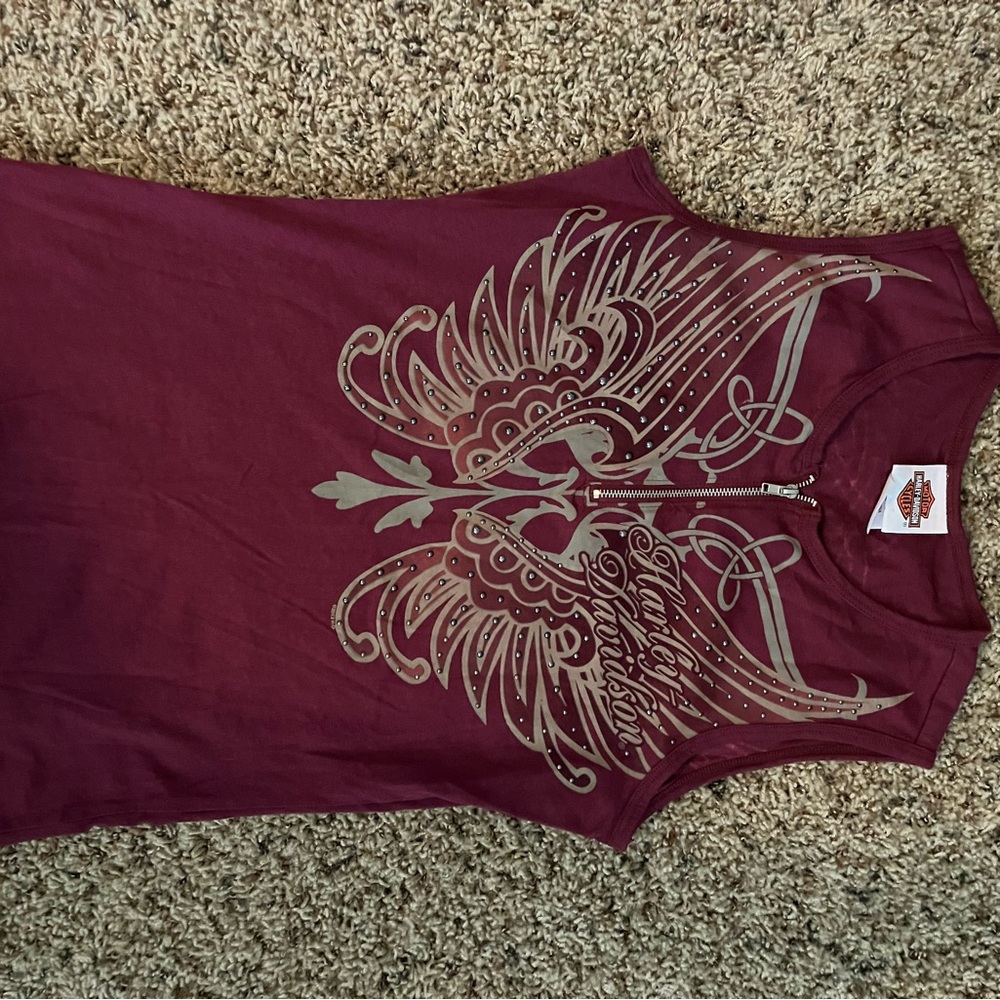 Harley Davidson Maroon Tank- Size Small